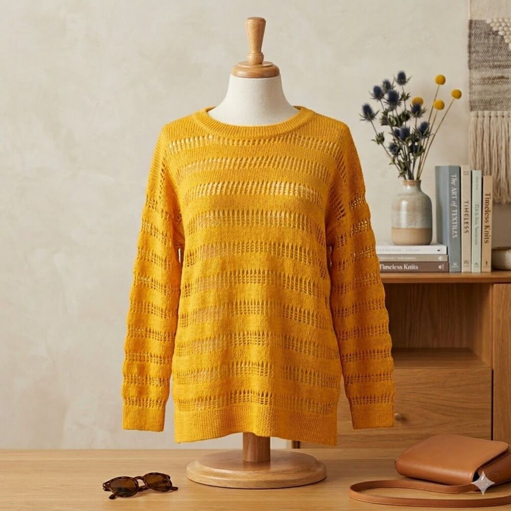 NWT BSBW Marigold Peak-a-boo Stripe Sweater Size XS